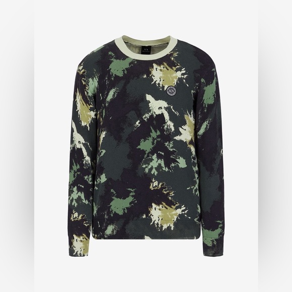 Armani Exchange  CAMOUFLAGE ORGANIC COTTON SWEATER - Picture 6 of 8